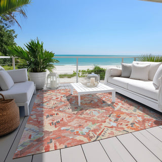 Piper Looms Chantille Diamonds ACN1328 Coral Machine Washable Area Rug Outdoor Lifestyle Image Feature