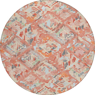 Piper Looms Chantille Diamonds ACN1328 Coral Machine Washable Area Rug Round Main Image