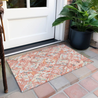 Piper Looms Chantille Diamonds ACN1328 Coral Machine Washable Area Rug Scatter Outdoor Lifestyle Image Feature