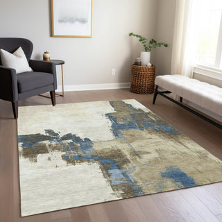 Piper Looms Chantille Abstract ACN1332 Beige Machine Washable Area Rug Lifestyle Image Feature