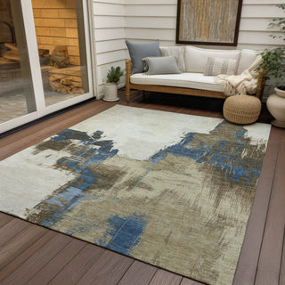 Piper Looms Chantille Abstract ACN1332 Beige Machine Washable Area Rug Outdoor Lifestyle Image Feature