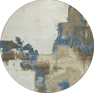 Piper Looms Chantille Abstract ACN1332 Beige Machine Washable Area Rug Round Main Image