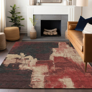 Piper Looms Chantille Abstract ACN1333 Brick Machine Washable Area Rug Lifestyle Image Feature