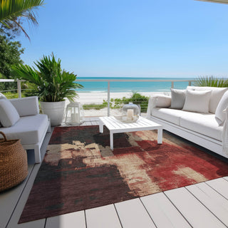 Piper Looms Chantille Abstract ACN1333 Brick Machine Washable Area Rug Outdoor Lifestyle Image Feature