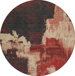 Piper Looms Chantille Abstract ACN1333 Brick Machine Washable Area Rug Round Main Image