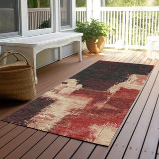 Piper Looms Chantille Abstract ACN1333 Brick Machine Washable Area Rug Runner Outdoor Lifestyle Image Feature