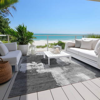 Piper Looms Chantille Abstract ACN1334 Gray Machine Washable Area Rug Outdoor Lifestyle Image Feature