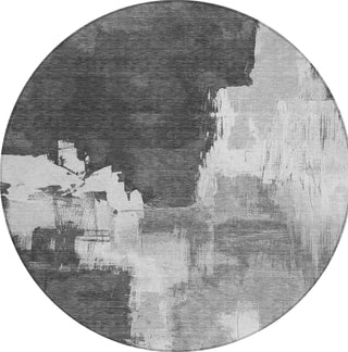 Piper Looms Chantille Abstract ACN1334 Gray Machine Washable Area Rug Round Main Image