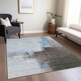 Piper Looms Chantille Abstract ACN1336 Sky Machine Washable Area Rug Lifestyle Image Feature