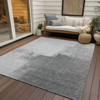 Piper Looms Chantille Abstract ACN1337 Silver Machine Washable Area Rug Outdoor Lifestyle Image Feature