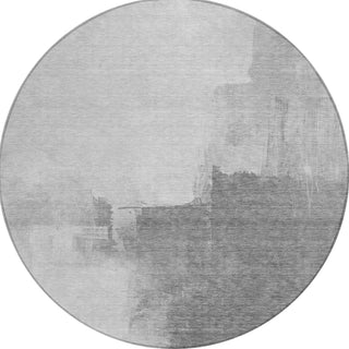 Piper Looms Chantille Abstract ACN1337 Silver Machine Washable Area Rug Round Main Image