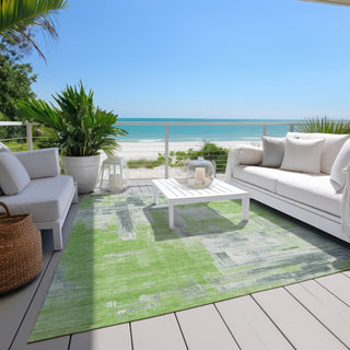 Piper Looms Chantille Blocks ACN1338 Aloe Machine Washable Area Rug Outdoor Lifestyle Image Feature