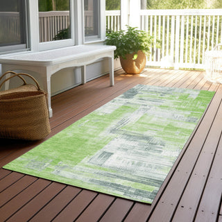Piper Looms Chantille Blocks ACN1338 Aloe Machine Washable Area Rug Runner Outdoor Lifestyle Image Feature