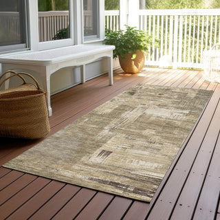Piper Looms Chantille Blocks ACN1341 Mocha Machine Washable Area Rug Runner Outdoor Lifestyle Image Feature