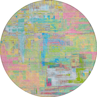 Piper Looms Chantille Blocks ACN1342 Pink Machine Washable Area Rug Round Main Image