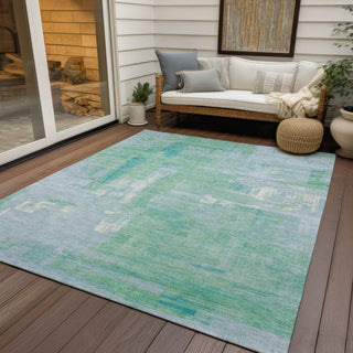 Piper Looms Chantille Blocks ACN1343 Sky Machine Washable Area Rug Outdoor Lifestyle Image Feature