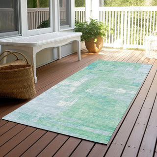 Piper Looms Chantille Blocks ACN1343 Sky Machine Washable Area Rug Runner Outdoor Lifestyle Image Feature