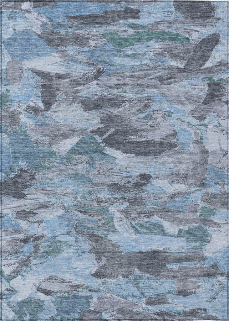 Piper Looms Chantille Abstract ACN1346 Denim Machine Washable Area Rug main image