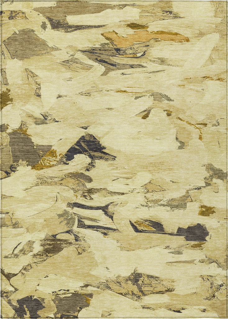 Piper Looms Chantille Abstract ACN1347 Gold Machine Washable Area Rug main image