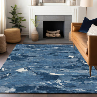 Piper Looms Chantille Abstract ACN1349 Navy Machine Washable Area Rug Lifestyle Image Feature