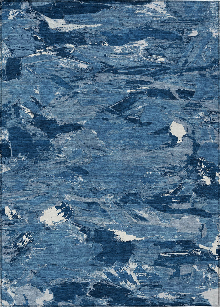 Piper Looms Chantille Abstract ACN1349 Navy Machine Washable Area Rug main image