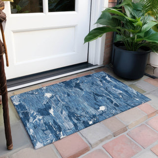 Piper Looms Chantille Abstract ACN1349 Navy Machine Washable Area Rug Scatter Outdoor Lifestyle Image Feature