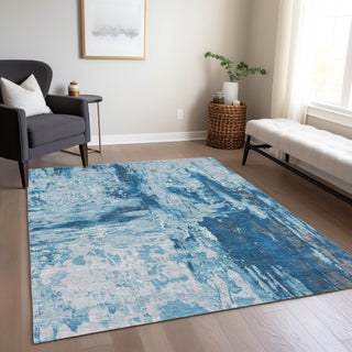 Piper Looms Chantille Abstract ACN1350 Denim Machine Washable Area Rug Lifestyle Image Feature
