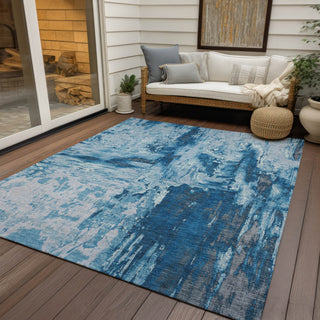 Piper Looms Chantille Abstract ACN1350 Denim Machine Washable Area Rug Outdoor Lifestyle Image Feature