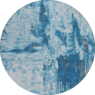 Piper Looms Chantille Abstract ACN1350 Denim Machine Washable Area Rug Round Main Image