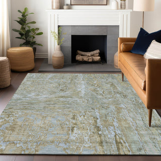 Piper Looms Chantille Abstract ACN1351 Khaki Machine Washable Area Rug Lifestyle Image Feature