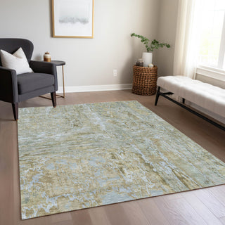 Piper Looms Chantille Abstract ACN1351 Khaki Machine Washable Area Rug Lifestyle Image Feature