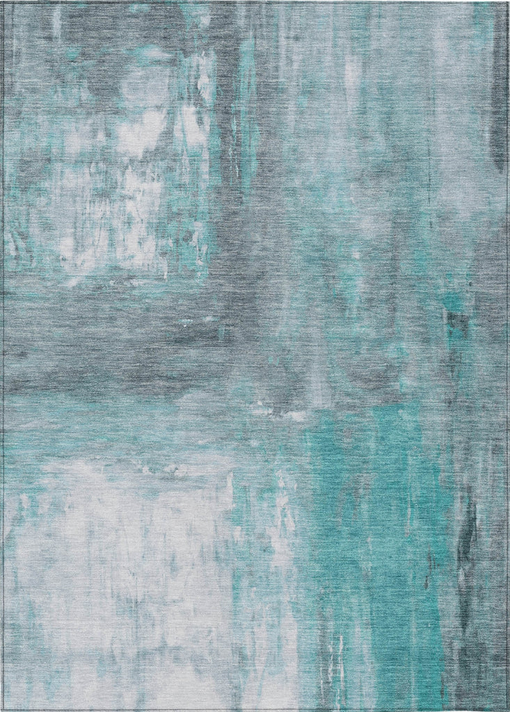Piper Looms Chantille Abstract ACN1353 Teal Machine Washable Area Rug main image