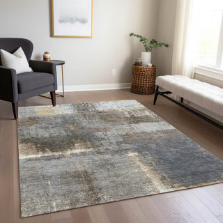 Piper Looms Chantille Modern ACN1355 Khaki Machine Washable Area Rug Lifestyle Image Feature