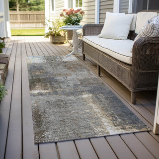 Piper Looms Chantille Modern ACN1355 Khaki Machine Washable Area Rug Runner Outdoor Lifestyle Image Feature