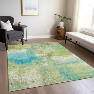 Piper Looms Chantille Modern ACN1356 Lime Machine Washable Area Rug Lifestyle Image Feature
