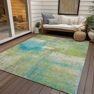Piper Looms Chantille Modern ACN1356 Lime Machine Washable Area Rug Outdoor Lifestyle Image Feature