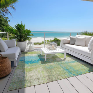 Piper Looms Chantille Modern ACN1356 Lime Machine Washable Area Rug Outdoor Lifestyle Image Feature