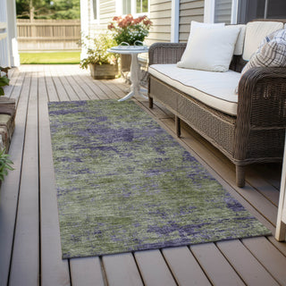Piper Looms Chantille Modern ACN1360 Olive Machine Washable Area Rug Runner Outdoor Lifestyle Image Feature