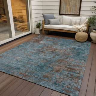 Piper Looms Chantille Modern ACN1362 Teal Machine Washable Area Rug Outdoor Lifestyle Image Feature