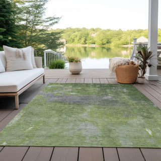 Piper Looms Chantille Modern ACN1365 Green Machine Washable Area Rug Outdoor Lifestyle Image Feature