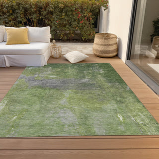 Piper Looms Chantille Modern ACN1365 Green Machine Washable Area Rug Outdoor Lifestyle Image Feature