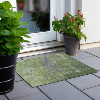 Piper Looms Chantille Modern ACN1365 Green Machine Washable Area Rug Scatter Outdoor Lifestyle Image Feature