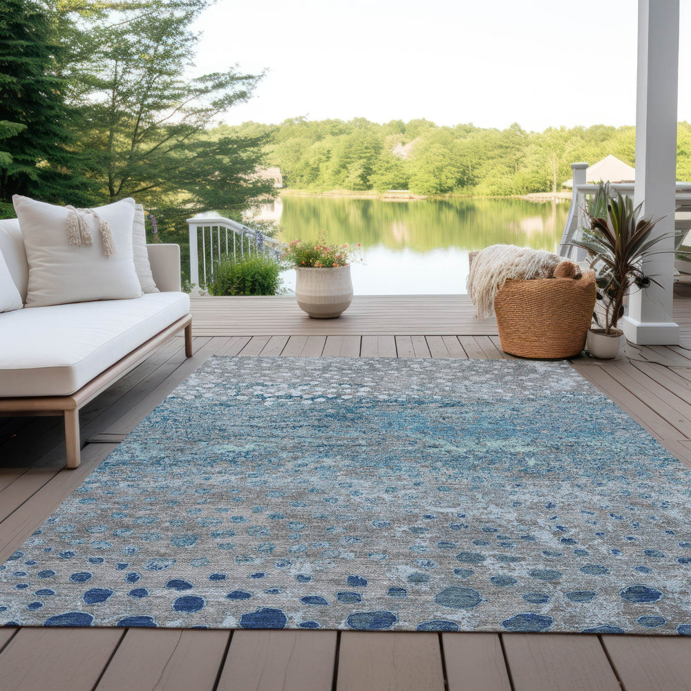 Piper Looms Chantille Dots ACN1368 Gray Machine Washable Area Rug Outdoor Lifestyle Image Feature