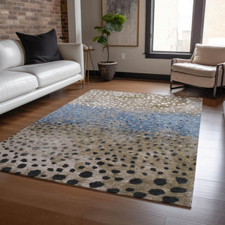 Piper Looms Chantille Dots ACN1369 Khaki Machine Washable Area Rug Lifestyle Image Feature