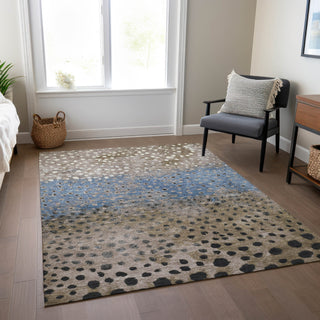 Piper Looms Chantille Dots ACN1369 Khaki Machine Washable Area Rug Lifestyle Image Feature