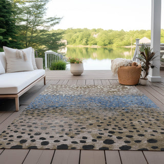 Piper Looms Chantille Dots ACN1369 Khaki Machine Washable Area Rug Outdoor Lifestyle Image Feature