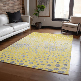 Piper Looms Chantille Dots ACN1370 Yellow Machine Washable Area Rug Lifestyle Image Feature