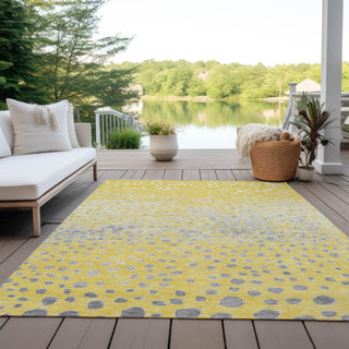 Piper Looms Chantille Dots ACN1370 Yellow Machine Washable Area Rug Outdoor Lifestyle Image Feature