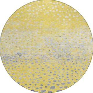Piper Looms Chantille Dots ACN1370 Yellow Machine Washable Area Rug Round Main Image