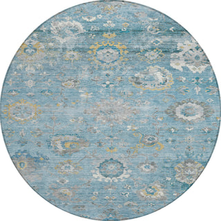 Piper Looms Chantille Formal ACN1373 Teal Machine Washable Area Rug Round Main Image